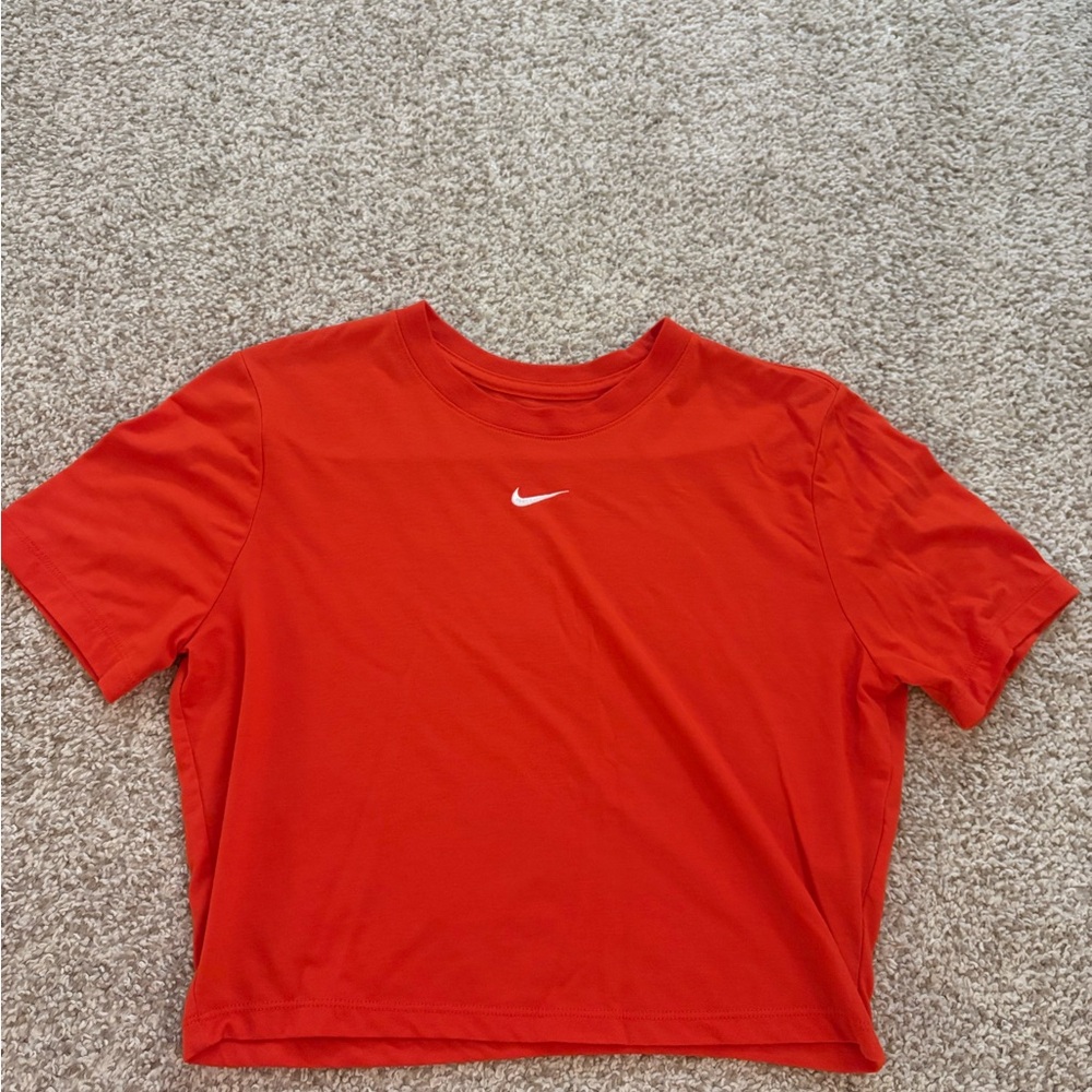 Nike Orange Crop T-Shirt with White Swoosh